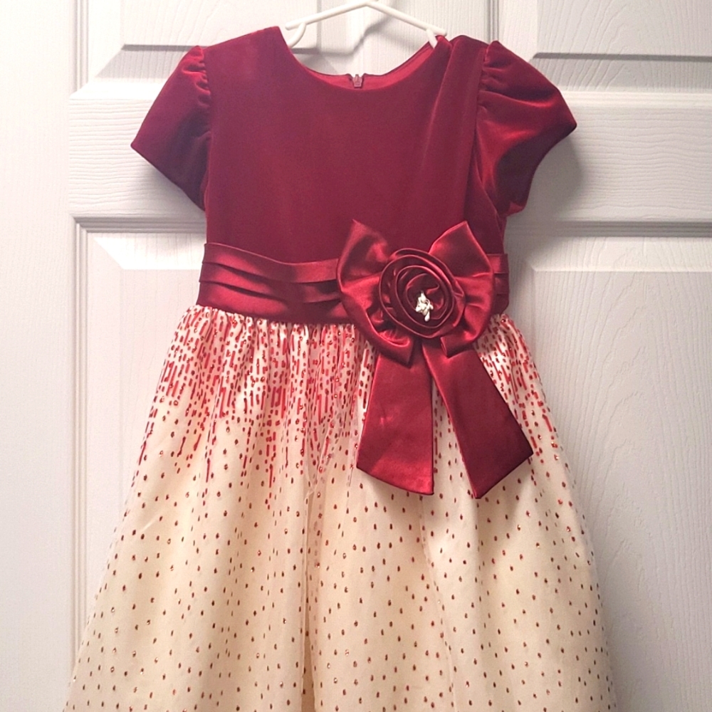 Janyne Copeland Red and Ivory Party Dress